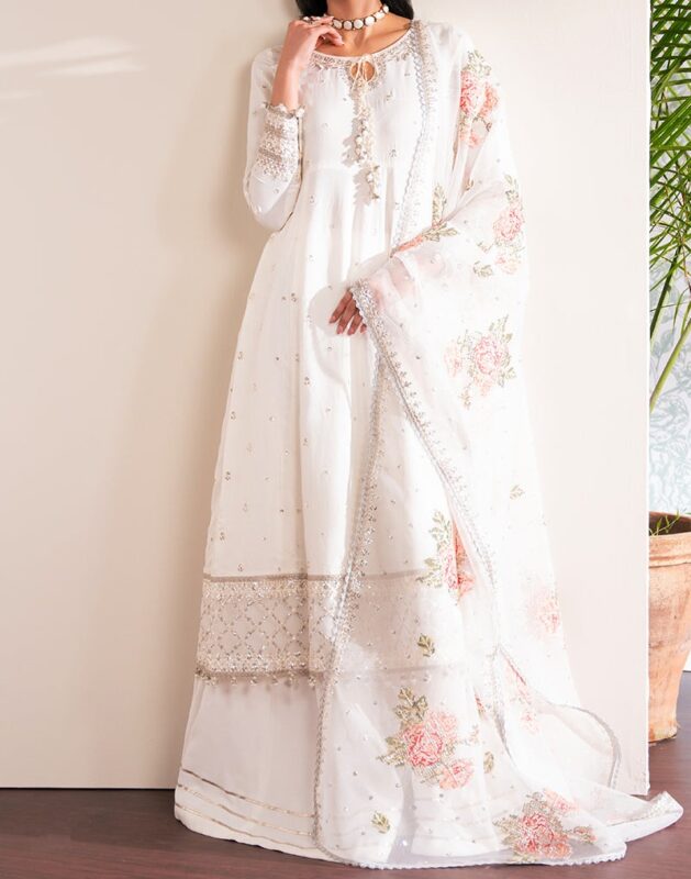 PEARL HAZE-3 PC EMBROIDERED KHAADI SILK SUIT By Zidan Fashion